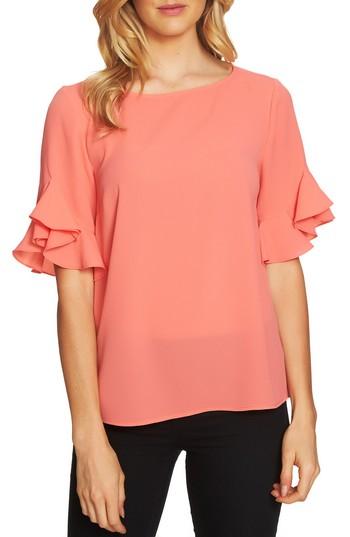 Women's Cece Ruffle Sleeve Blouse - Coral