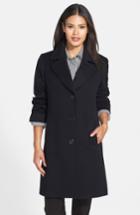 Women's Fleurette Notch Collar Wool Walking Coat - Black
