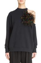 Women's Christopher Kane Pom Pom Cold Shoulder Sweatshirt - Black