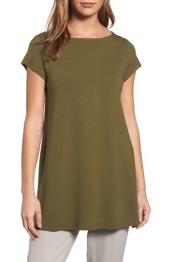Women's Eileen Fisher Bateau Neck Tunic Top, Size - Green