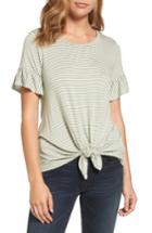 Women's Bobeau Bell Sleeve Tie Front Top - Green