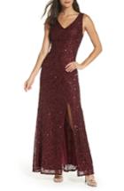 Women's Morgan & Co. Sequin & Lace Gown - Burgundy