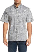 Men's Reyn Spooner Seaside Tapa Classic Fit Print Sport Shirt, Size - Grey