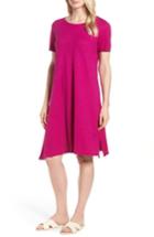 Women's Eileen Fisher Asymmetrical Hemp Blend Shift Dress, Size - Pink