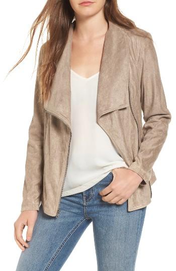 Women's Cupcakes And Cashmere Finleigh Faux Suede Moto Jacket - Brown