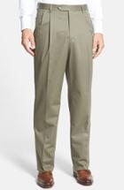 Men's Berle Pleated Cotton Trousers X 34 - Green
