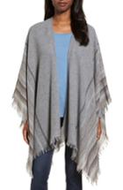Women's Eileen Fisher Stripe Wool Blend Poncho Wrap, Size - Grey
