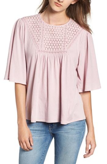 Women's Hinge Eyelet Trim Top, Size - Purple