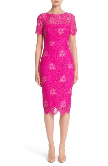 Women's Lela Rose Floral Lace Sheath Dress - Pink