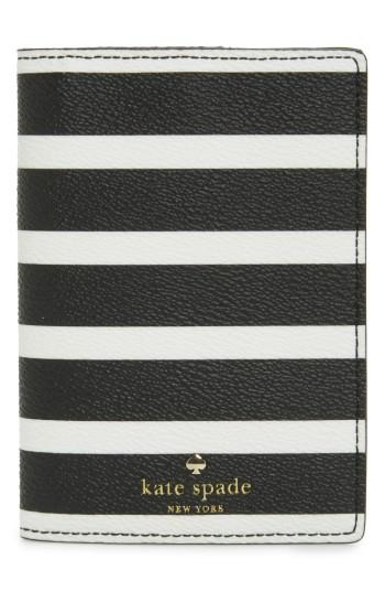 Kate Spade New York Hyde Lane Stripe Passport Holder - Black