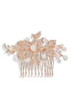 Nina Ladee Crystal & Imitation Pearl Floral Comb, Size - Pink