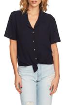 Women's 1.state Tie Front Button Down Blouse - Blue