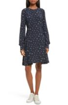 Women's Theory Floral Print Lace-up Silk Dress - Blue
