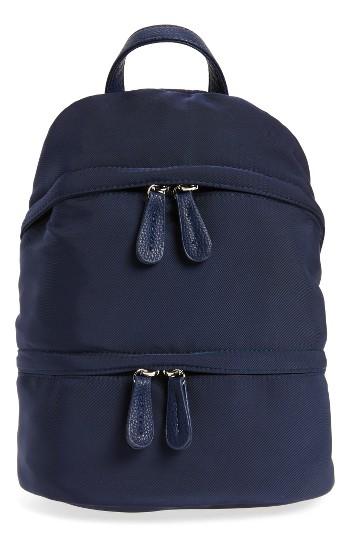 Street Level Faux Leather Trim Backpack - Blue