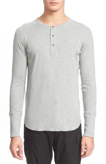 Men's Wings + Horns 'base' Long Sleeve Henley, Size - Grey