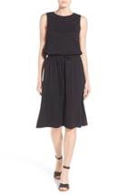 Women's Caslon Sleeveless Cotton Blend Knit Drawstring Waist Dress - Black