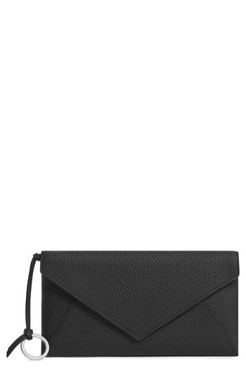 Allsaints Voltaire Large Envelope Leather Clutch - Black
