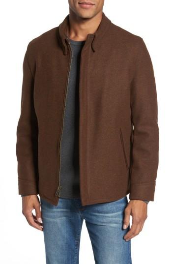Men's Schott Nyc Liberty Wool Blend Zip Front Jacket, Size - Brown