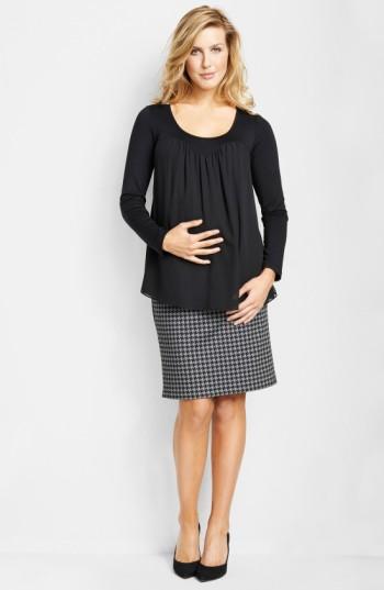 Women's Maternal America Chiffon Knit Maternity Top - Black