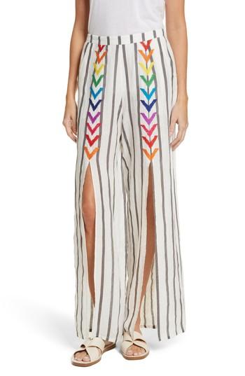 Women's All Things Mochi Andrea Embroidered Wide Leg Pants - Grey