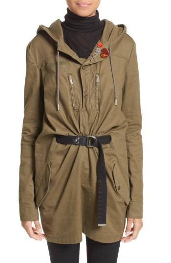 Women's Saint Laurent Patch Embellished Cotton Blend Gabardine Dress Us / 44 Fr - Beige