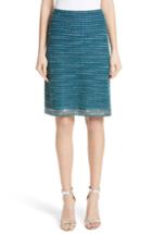 Women's St. John Collection Sequin & Sheen Tweed Knit A-line Skirt - Blue