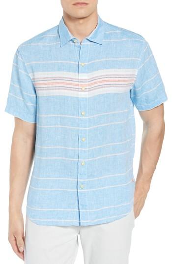 Men's Tommy Bahama Serape Stripe Linen Sport Shirt - Blue