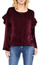 Women's Two By Vince Camuto Ruffle Sleeve Velvet Top, Size - Red