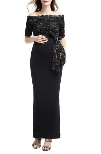 Women's Kimi And Kai Everly Off The Shoulder Maternity Gown - Black