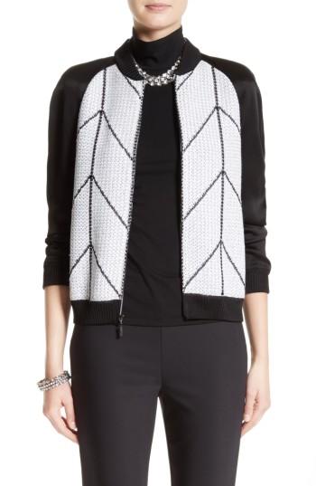 Women's St. John Collection Prisha Geo Knit Sequin Bomber