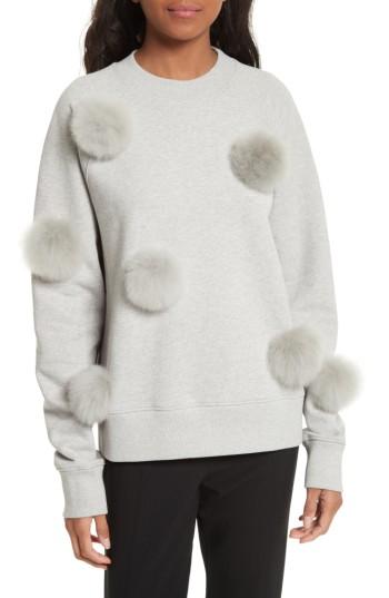 Women's Tibi Pompom Sweatshirt - Grey