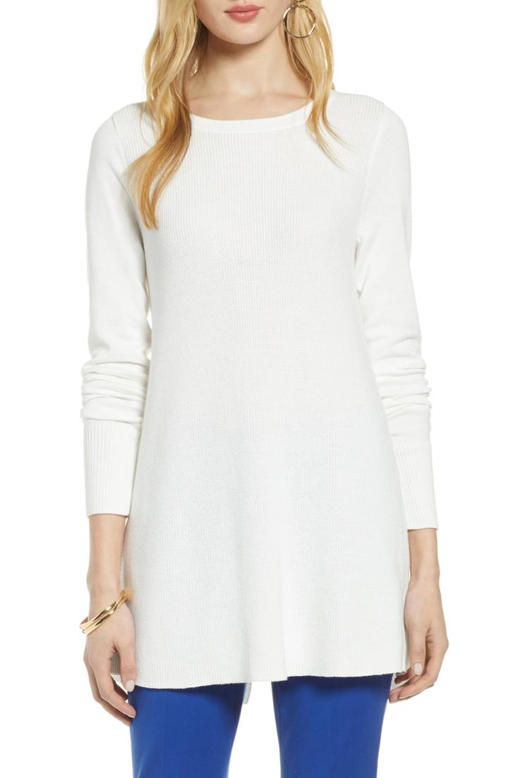 Women's Halogen Split Back Tunic Sweater - Ivory
