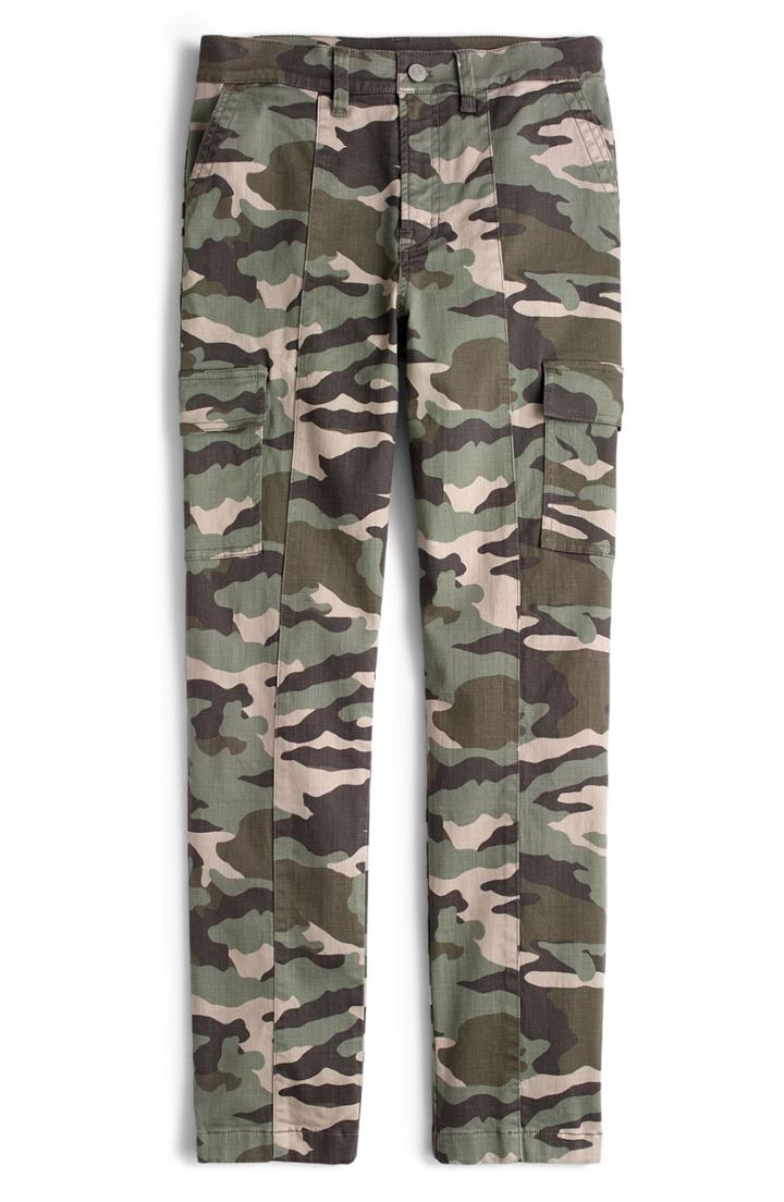 Women's J.crew Camo Straight Leg Cargo Pants