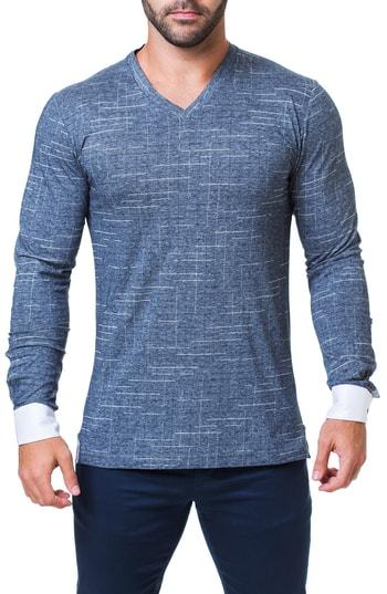 Men's Maceoo Edison Trim Fit Check T-shirt (s) - Blue