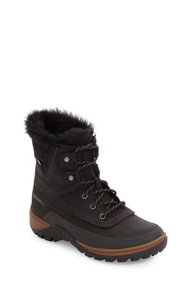 Women's Merrell Sylvia Waterproof Faux Fur Lined Boot M - Black