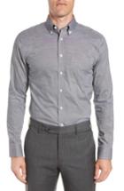 Men's Nordstrom Men's Shop Trim Fit Non-iron Dress Shirt - 34/35 - Grey