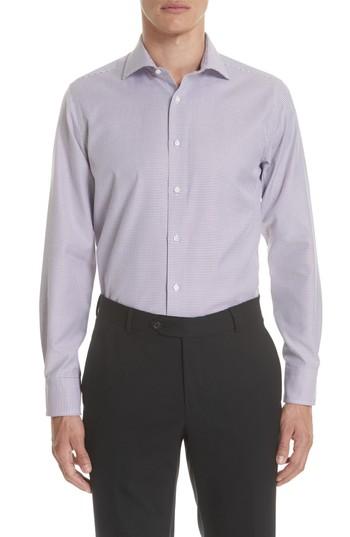 Men's Canali Regular Fit Print Dress Shirt - Purple