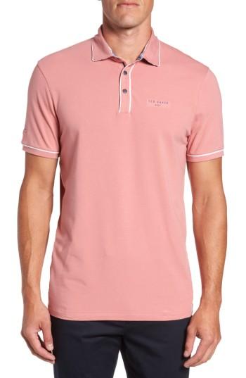 Men's Ted Baker London Offset Modern Slim Fit Polo (s) - Pink