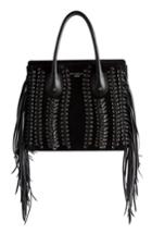 Balmain Fringe Leather Top Handle Bag - Black