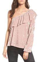 Women's Bp. Velour One-shoulder Top, Size - Pink