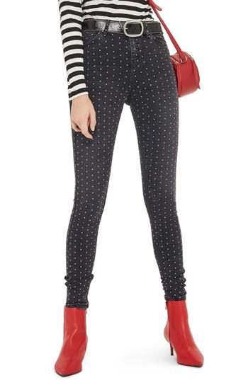 Women's Topshop Jamie Diamante Skinny Jeans X 30 - Black