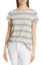 Women's Eileen Fisher Stripe Recycled Cotton Blend Tee, Size - White