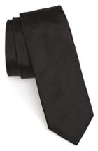 Men's Boss Solid Silk Skinny Tie, Size - Black