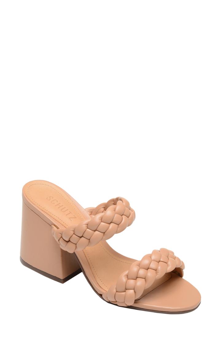 Women's Schutz Elida Block Heel Slide Sandal M - Beige