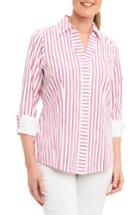 Petite Women's Foxcroft Taylor Non-iron Stripe Cotton Shirt P - Red