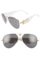 Women's Versace Medusa 62mm Aviator Sunglasses - Gold/ White Solid