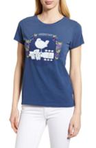 Women's Lucky Brand Embroidered Woodstock Tee - Blue