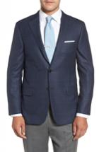 Men's Hickey Freeman Beacon Classic B Fit Plaid Wool Sport Coat L - Blue