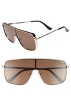 Women's #quayxkylie Unbothered 68mm Shield Sunglasses - Gold/ Brown