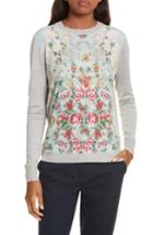 Women's Ted Baker London Fareeda Woven Front Patchwork Sweater